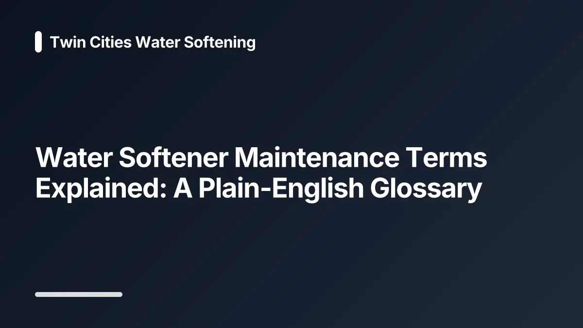 water softener maintenance glossary