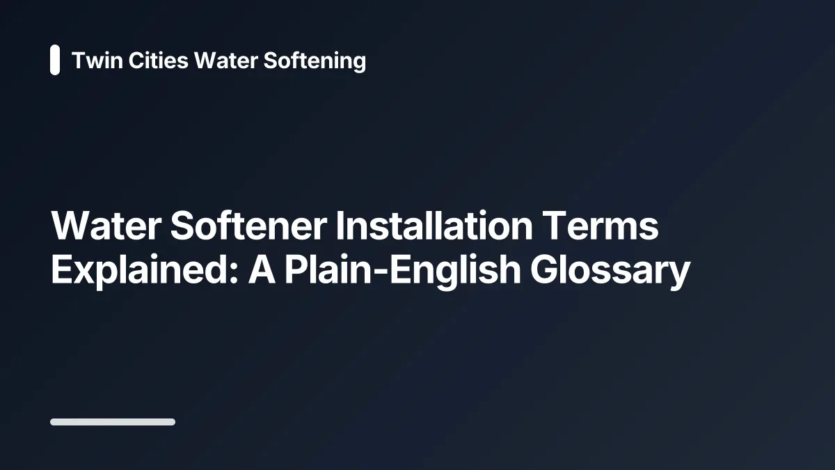 water softener installation glossary