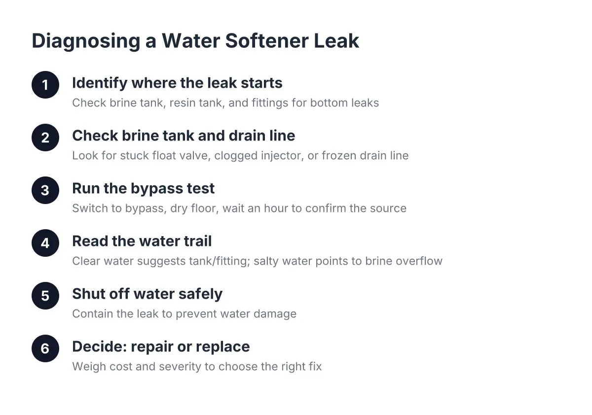water softener leaks
